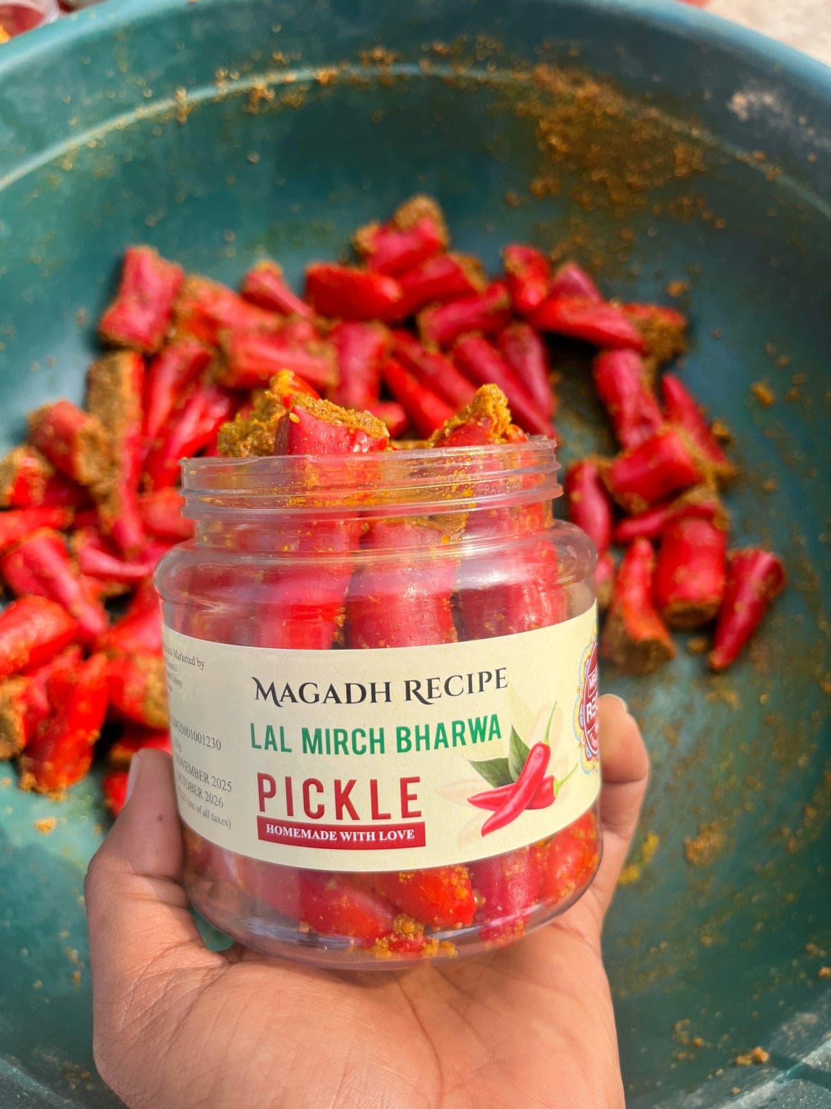 Lal Mirch Bharua Achar | Stuffed Red Chilli Pickle